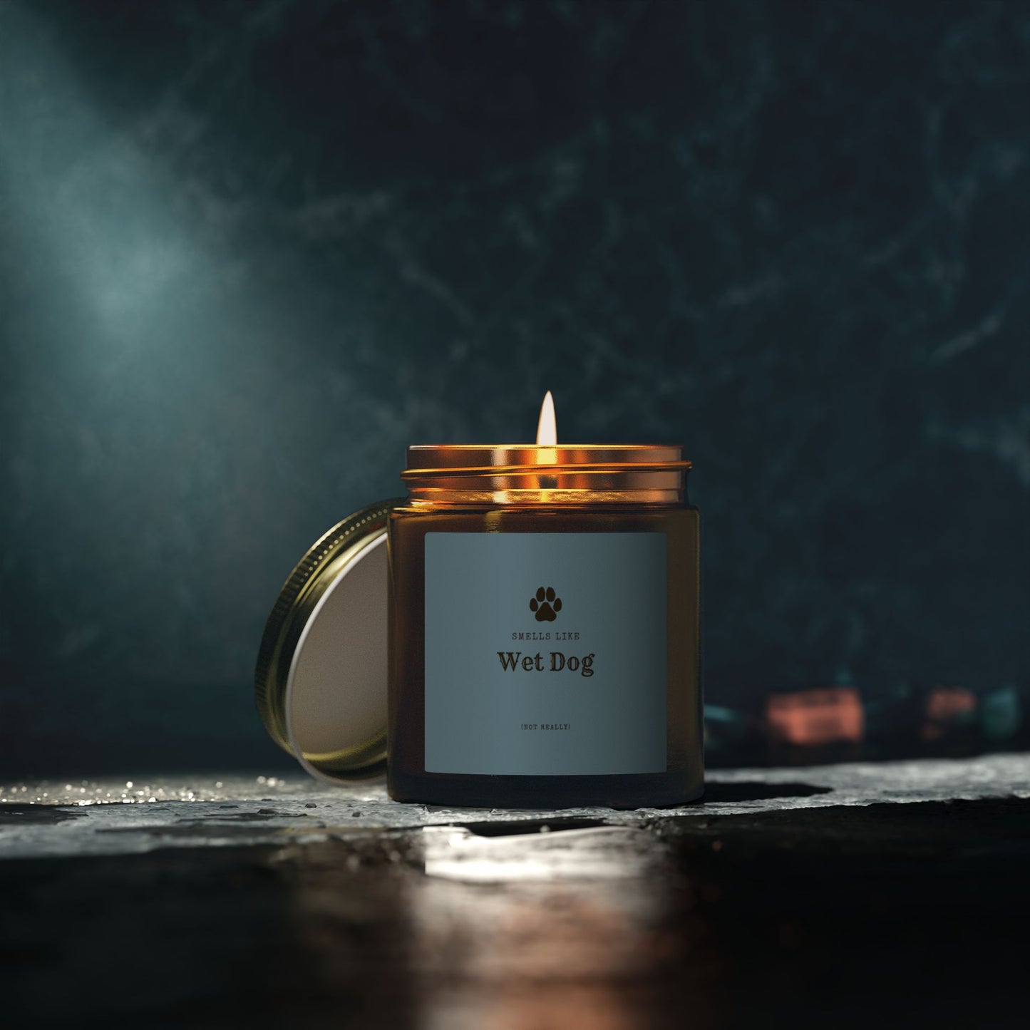 Smells Like Wet Dog (Not Really) Jar Candle - Blue | Coconut Apricot Scented Candle