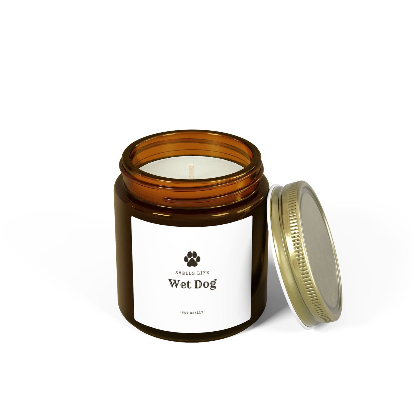 Smells Like Wet Dog (Not Really) Jar Candle - White | Coconut Apricot Scented Candle