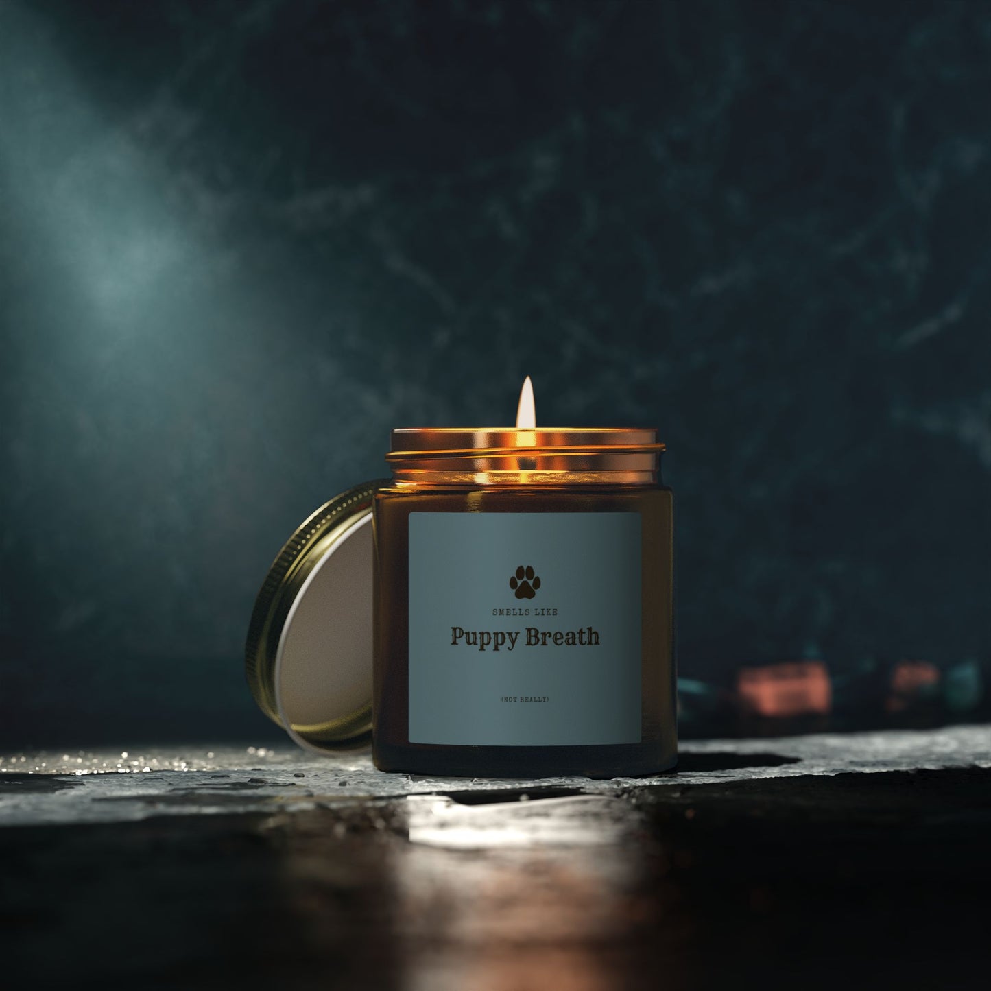 Smells Like Puppy Breath (Not Really) Jar Candle - Blue | Coconut Apricot Scented Candle
