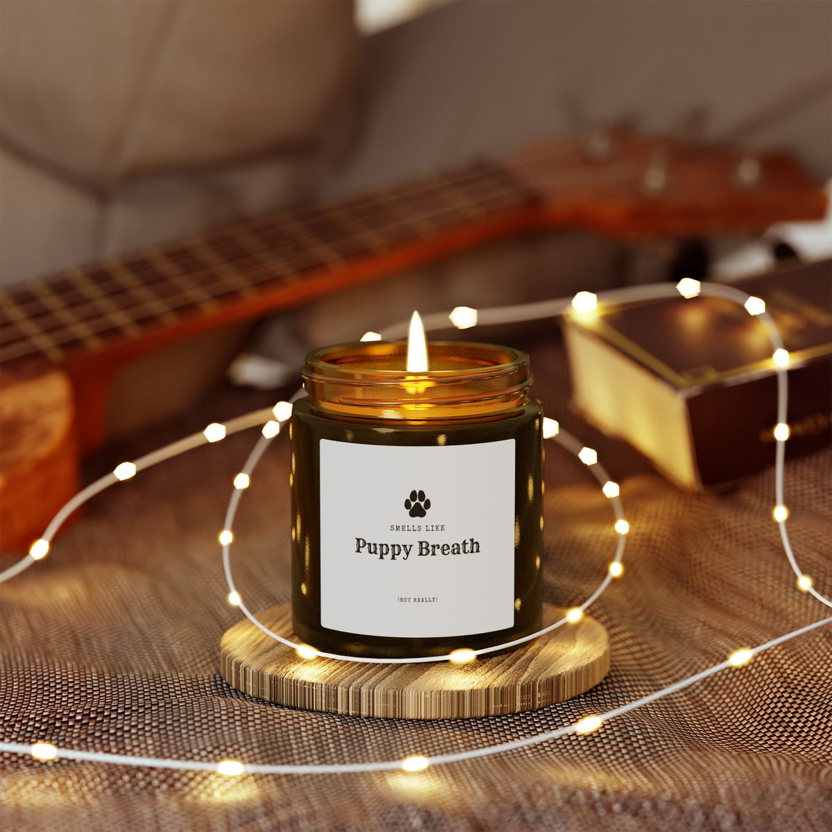 Smells Like Puppy Breath (Not Really) Jar Candle - White | Coconut Apricot Scented Candle