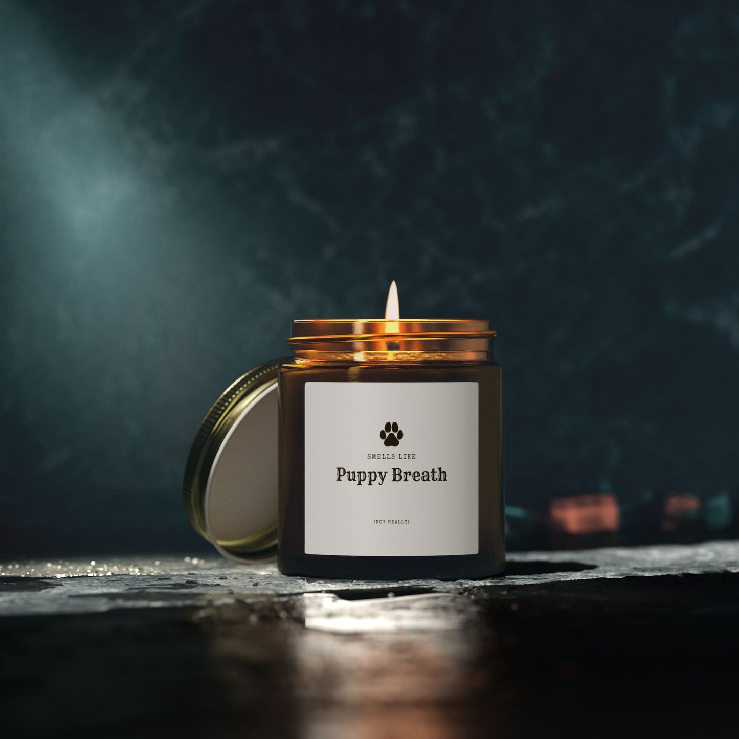 Smells Like Puppy Breath (Not Really) Jar Candle - White | Coconut Apricot Scented Candle