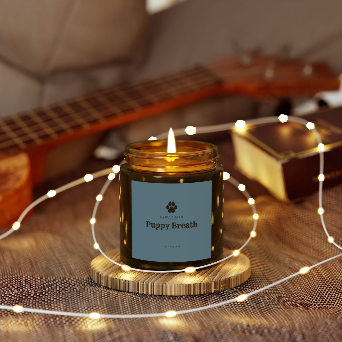 Smells Like Puppy Breath (Not Really) Jar Candle - Blue | Coconut Apricot Scented Candle