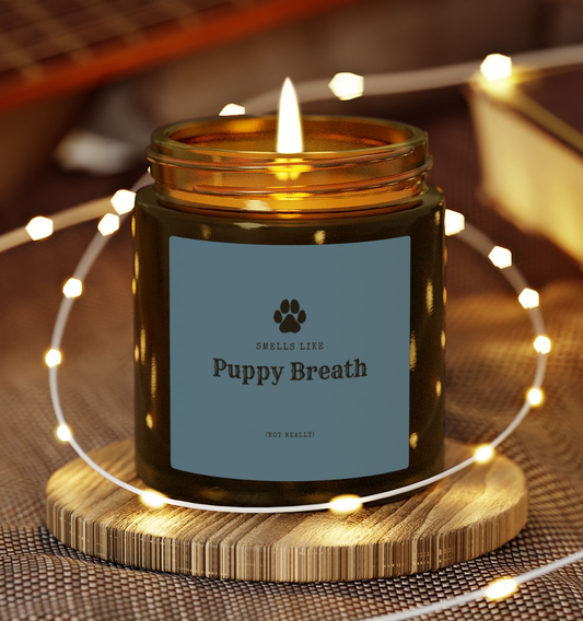 Smells Like Puppy Breath (Not Really) Jar Candle - Blue | Coconut Apricot Scented Candle