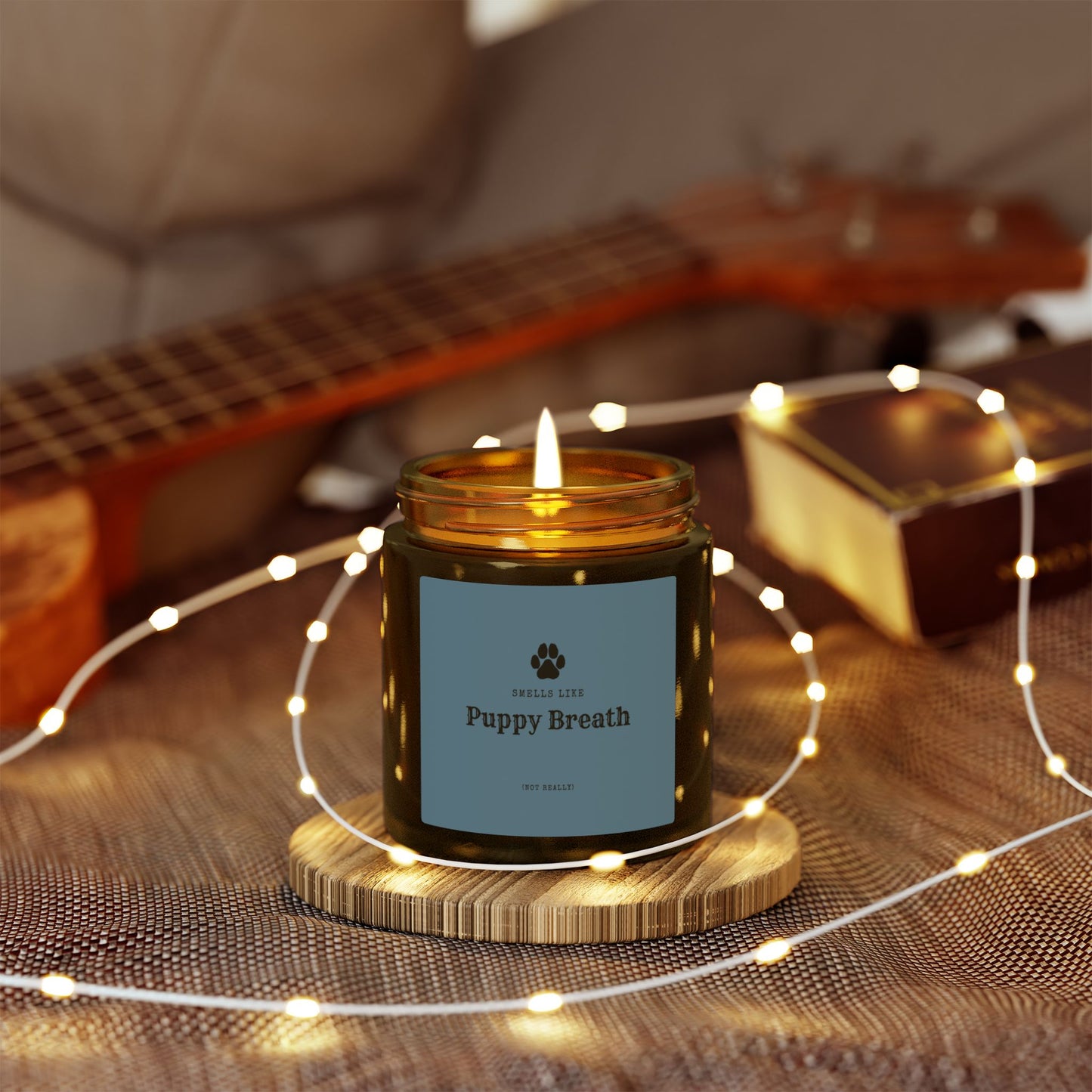 Smells Like Puppy Breath (Not Really) Jar Candle - Blue | Coconut Apricot Scented Candle