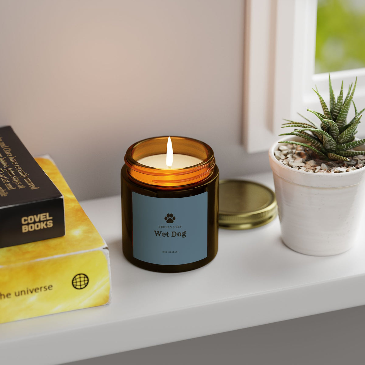 Smells Like Wet Dog (Not Really) Jar Candle - Blue | Coconut Apricot Scented Candle